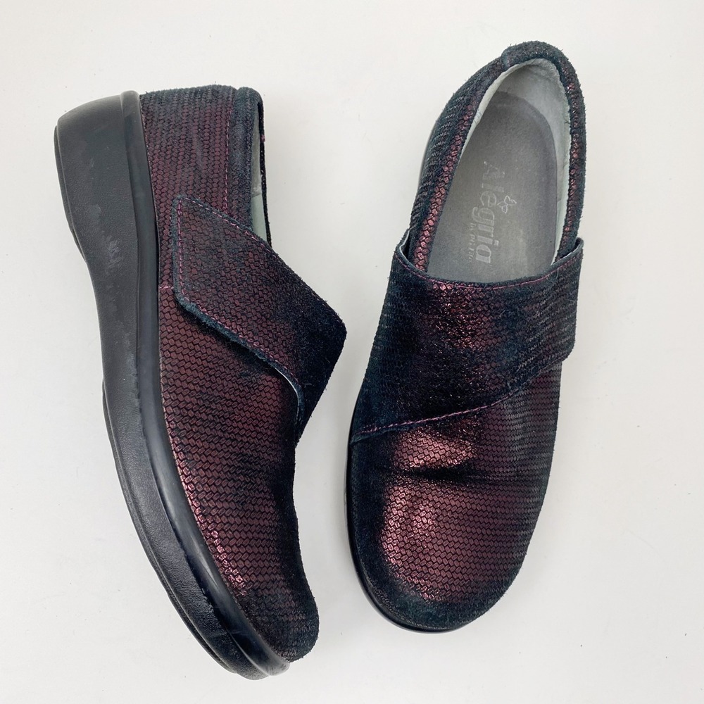 Alegria Lauryn Metallic Embossed Leather Slip On Loafer Clog Women 38 (8-8.5 US)